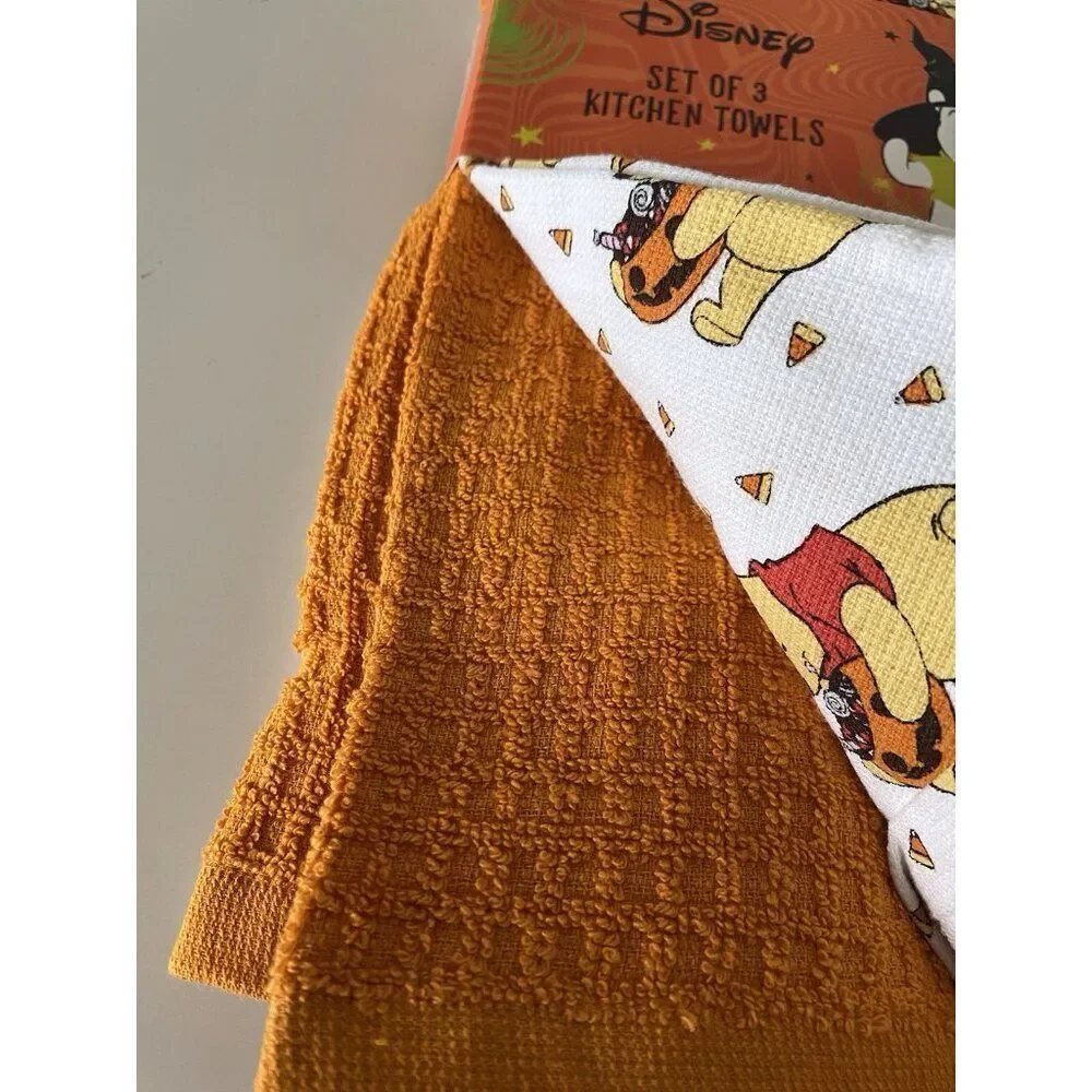 3‎ Pack Disney Winnie The Pooh Halloween Candy Corn Kitchen Towels 16 X 26” NEW